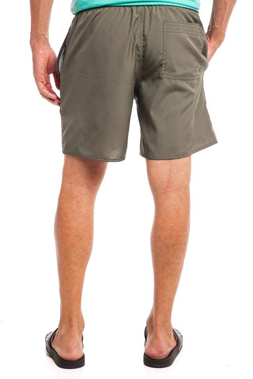 Short Vôlei Masculino Malha Logo Barra Polo Wear Verde Escuro