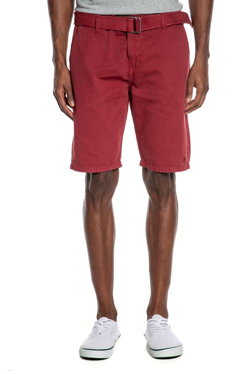 Bermuda Masculina Sarja Com Cinto Polo Wear Vermelho Escuro