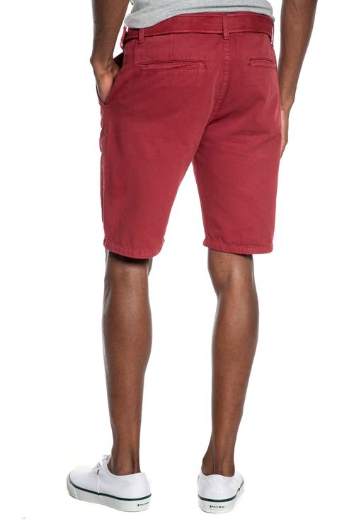 Bermuda Masculina Sarja Com Cinto Polo Wear Vermelho Escuro