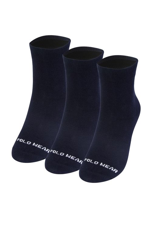 Kit 3 Pares de Meias Cano Longo Polo Wear Azul Escuro