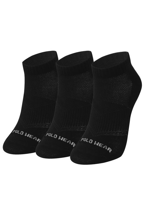 Kit 3 Pares de Meias Cano Curto Polo Wear Preto