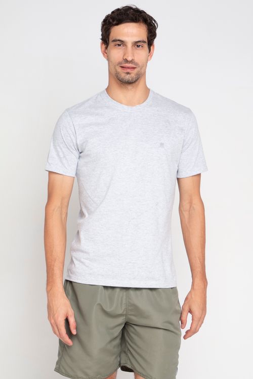 Camiseta Masculina Logo Bordado Polo Wear Cinza Claro