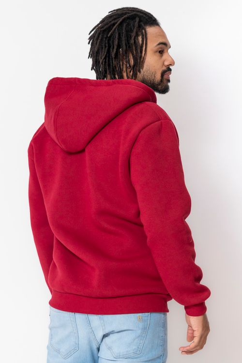 Blusa Moletom Masculina Com Zíper Polo Wear Vermelho Médio