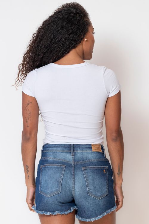 Camiseta Feminina Decote v Polo Wear Branco