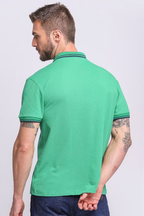 Polo Masculina Filete Duplo Polo Wear Verde Claro