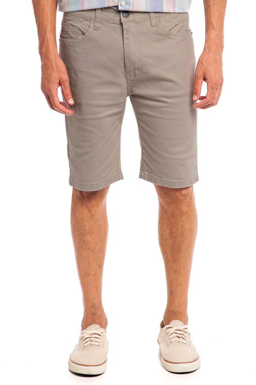 Bermuda Masculina Sarja Básica Polo Wear Bege Escuro