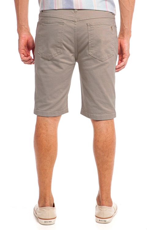 Bermuda Masculina Sarja Básica Polo Wear Bege Escuro