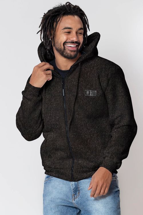 Blusa Moletom Masculina Com Zíper Polo Wear Preto