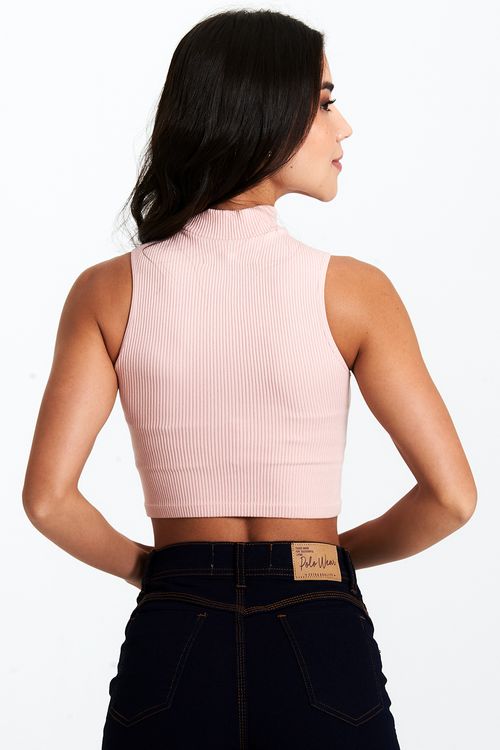 Regata Feminina Gola Alta Polo Wear Rosa Escuro