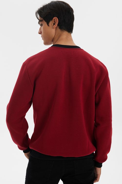 Blusa Moletom Masculina Gola Careca Polo Wear Vermelho Médio