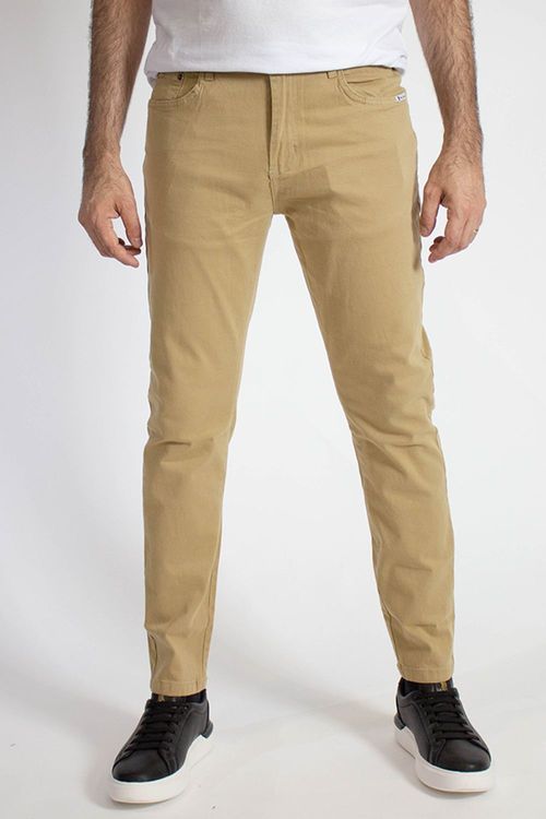 Calça Sarja Masculina Slim Básica Polo Wear Bege Escuro