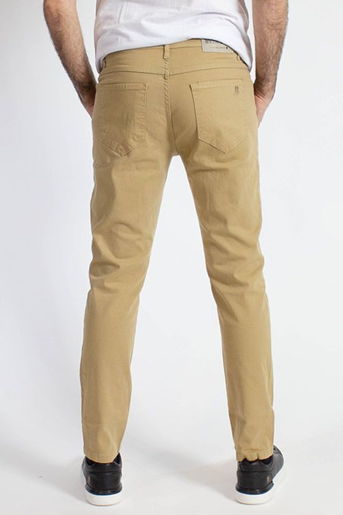 Calça Sarja Masculina Slim Básica Polo Wear Bege Escuro