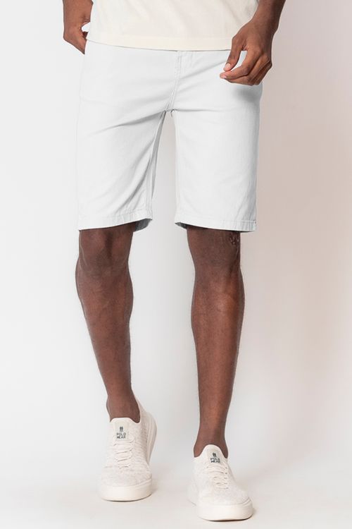 Bermuda Masculina Sarja Slim Polo Wear Branco