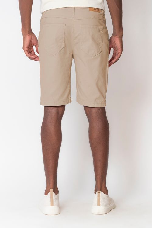 Bermuda Masculina Sarja Slim Polo Wear Bege Escuro