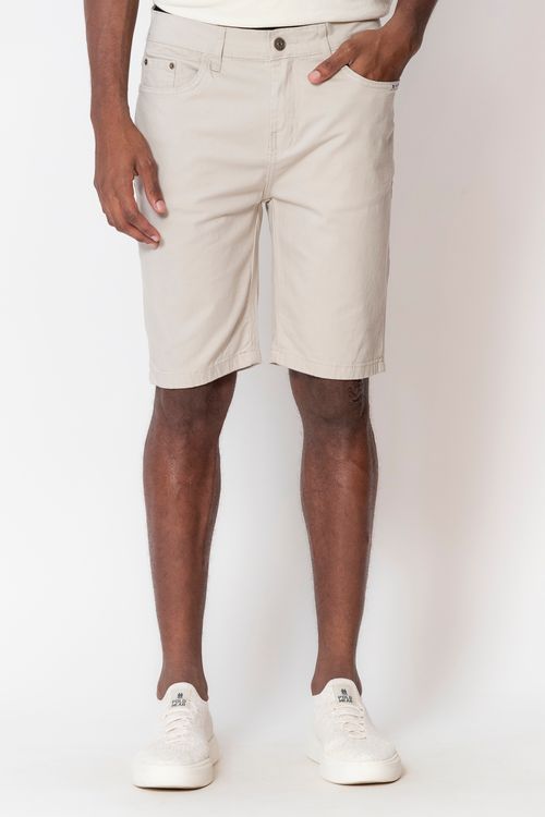 Bermuda Masculina Sarja Slim Polo Wear Bege Médio