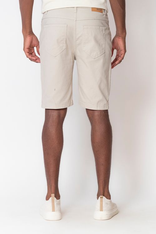 Bermuda Masculina Sarja Slim Polo Wear Bege Médio