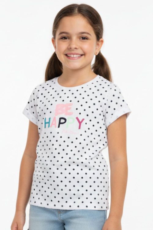 Cropped Infantil Estampa Happiness Polo Wear Branco