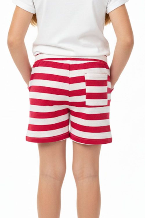 Short Feminino Infantil Listrado Polo Wear Rosa Escuro