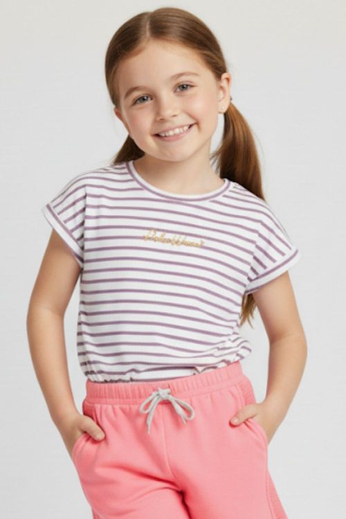 Blusa Feminina Infantil Elástico na Barra Polo Wear Roxo Médio