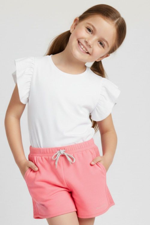 Short Feminino Infantil Happiness Polo Wear Rosa Médio