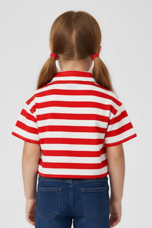 Blusa Feminina Infantil Listrada Polo Wear Laranja Médio