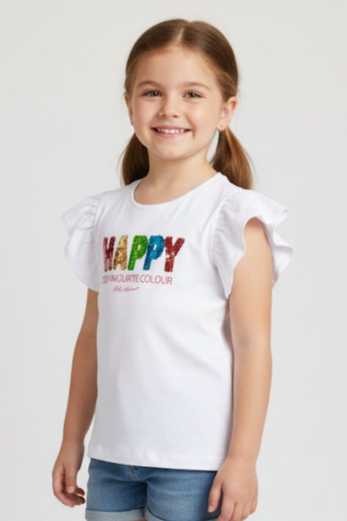 Blusa Feminina Infantil Com Babado Polo Wear Branco