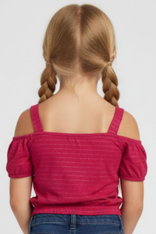 Cropped Feminino Infantil Recorte Polo Wear Rosa Escuro