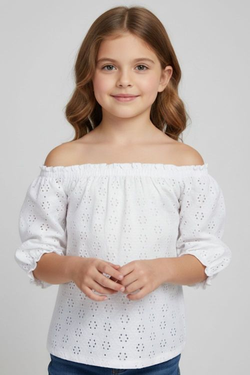Cropped Feminino Infantil Malha Polo Wear Branco