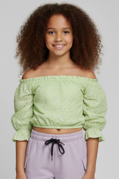 Cropped Feminino Infantil Malha Polo Wear Verde Claro