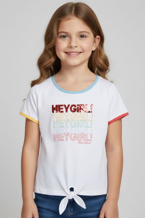 Blusa Feminina Infantil Frisos Coloridos Polo Wear Branco