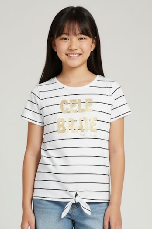 Blusa Feminina Infantil Listrada Celebrate Polo Wear Branco