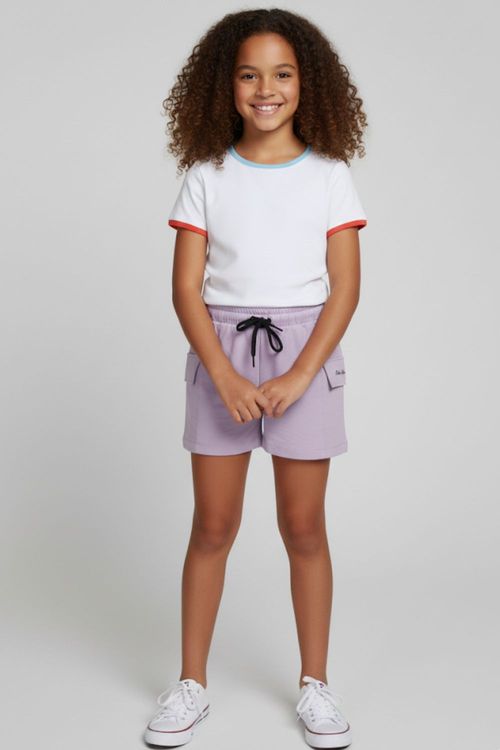 Short Feminino Infantil Celebrate Polo Wear Roxo Claro