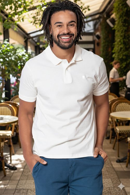 Polo Masculina Meia Malha Polo Wear Off White