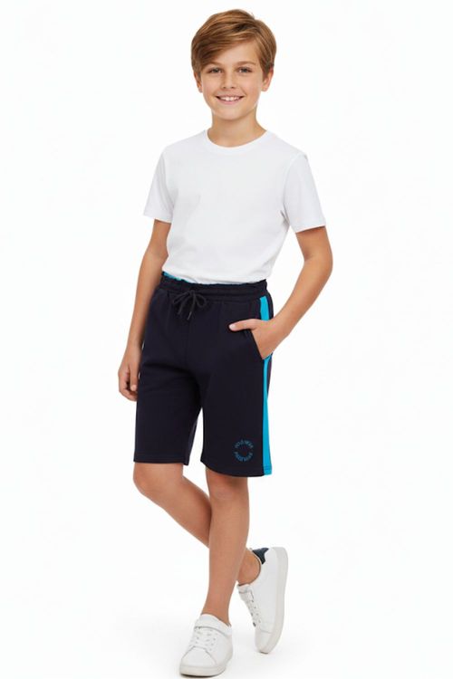 Bermuda Masculina Moletinho Infantil Polo Wear Azul Escuro