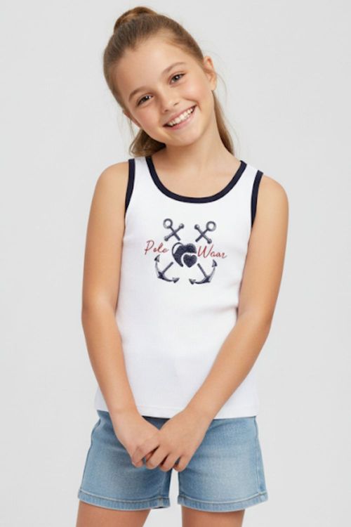 Regata Feminina Infantil Nautical Polo Wear Branco