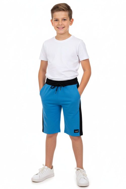 Bermuda Masculina Infantil Recorte Polo Wear Azul Médio
