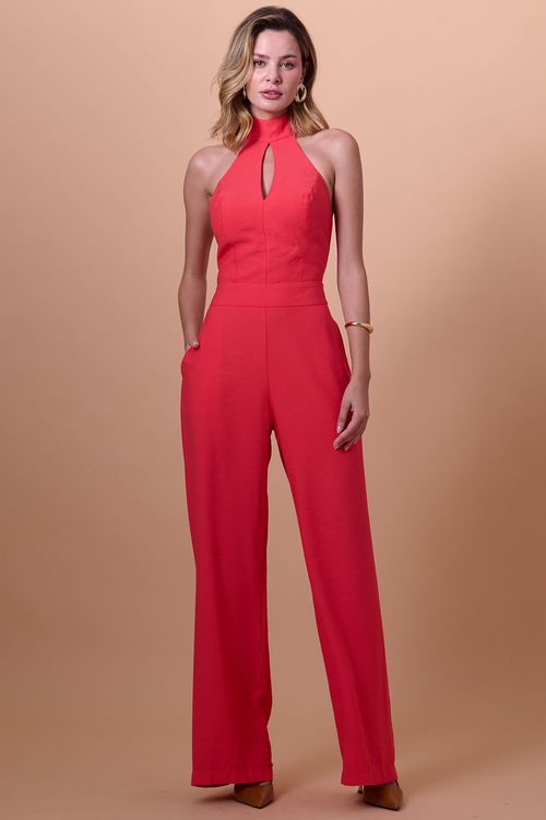Macacão Longo Feminino Gola Alta Smk Vermelho