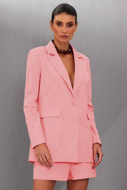 Blazer Feminino em Alfaiataria Smk Rosa Claro