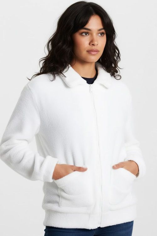 Casaco Feminino de Pelo Polo Wear Off White