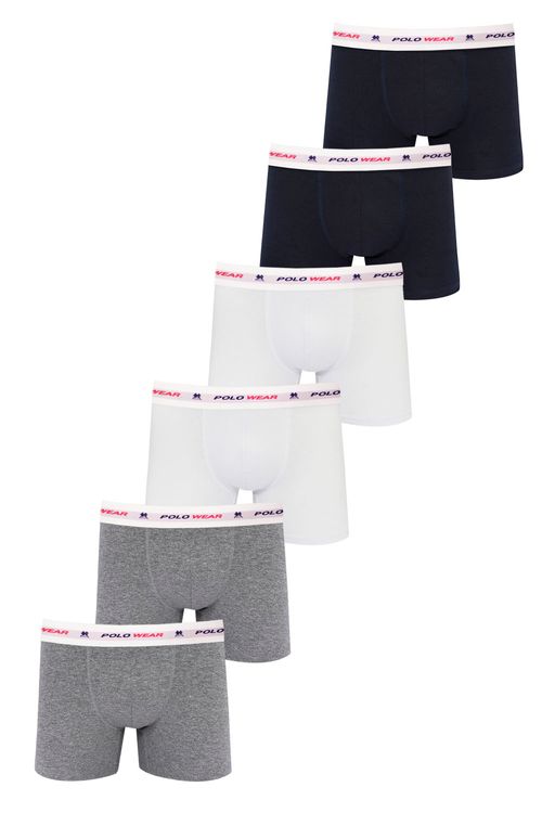 Kit 6 Cuecas Boxer Algodão Premium Polo Wear Sortido
