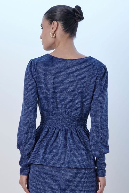 Blusa Feminina Manga Longa Smk Azul Escuro