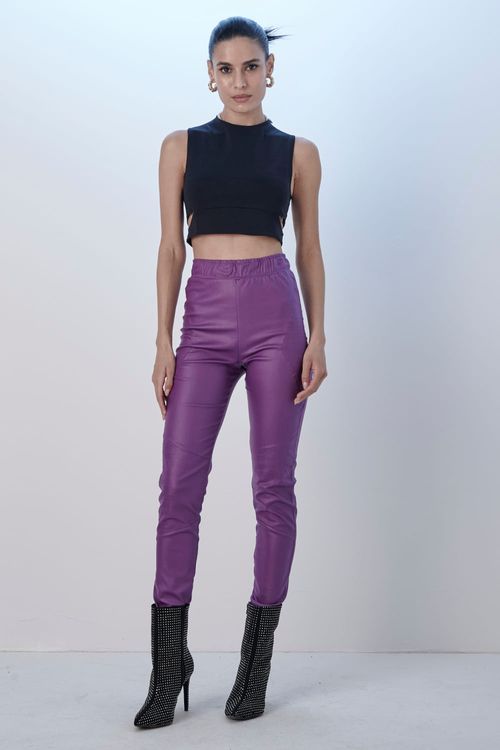 Calça Feminina Skinny Recortes Smk Roxo Escuro