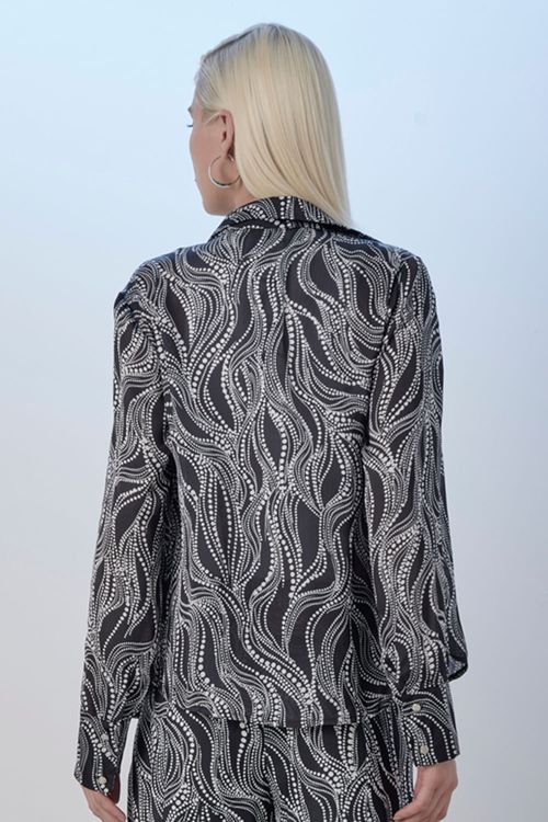 Camisa Feminina Regular Estampada Smk Preto
