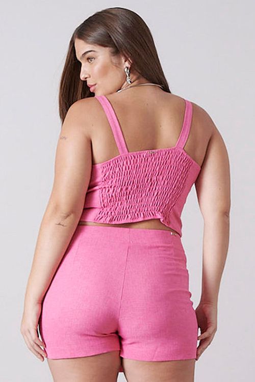 Cropped Recorte Busto Alça Larga  Smk Rosa Médio