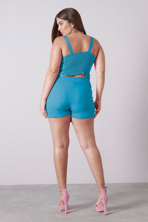 Short Saia Feminino Amarração Smk Azul Médio