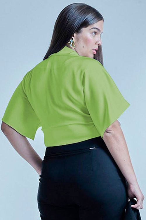Cropped Feminino Satin Detalhe Gola Smk Verde Médio