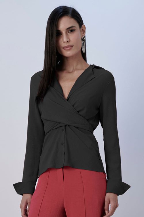 Blusa Feminina Malha Corsica Adriana Lisa Smk Preto