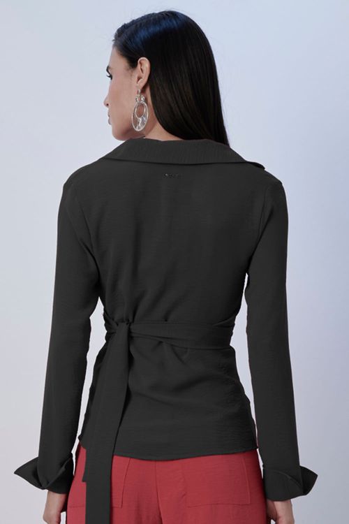 Blusa Feminina Malha Corsica Adriana Lisa Smk Preto