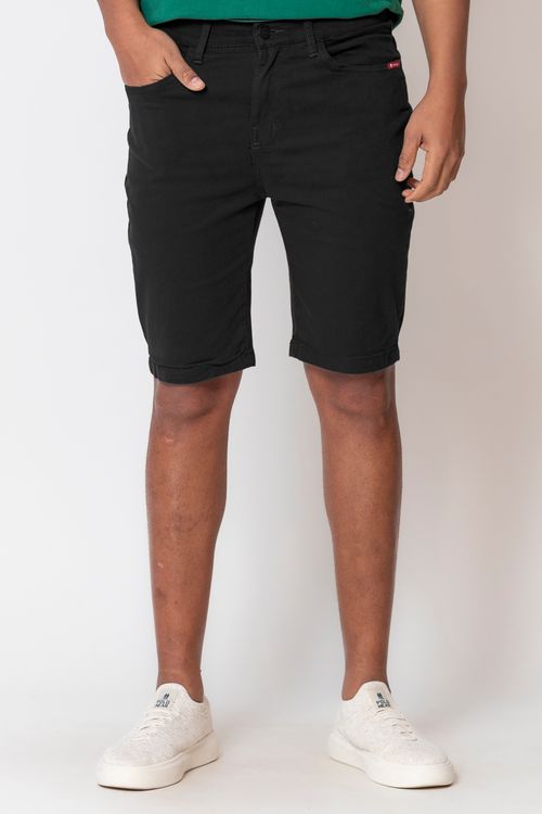 Bermuda Sarja Slim Masculina Polo Wear Preto