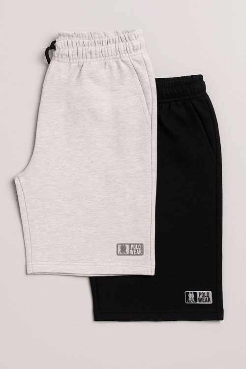 Kit 2 Bermudas Moletom Masculina Lisa Polo Wear Sortido